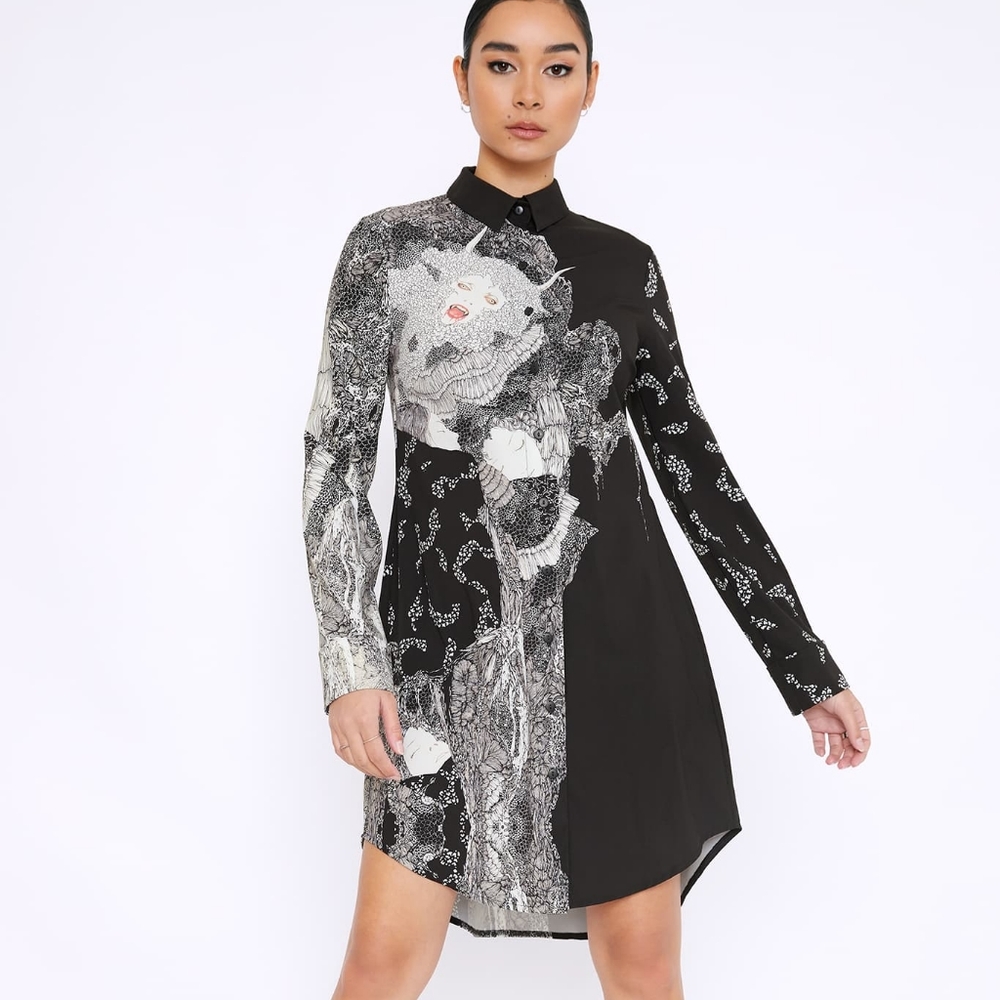 Blackmilk Vampire Spellbound Long Sleeve Business Time Shirt Dress Size S